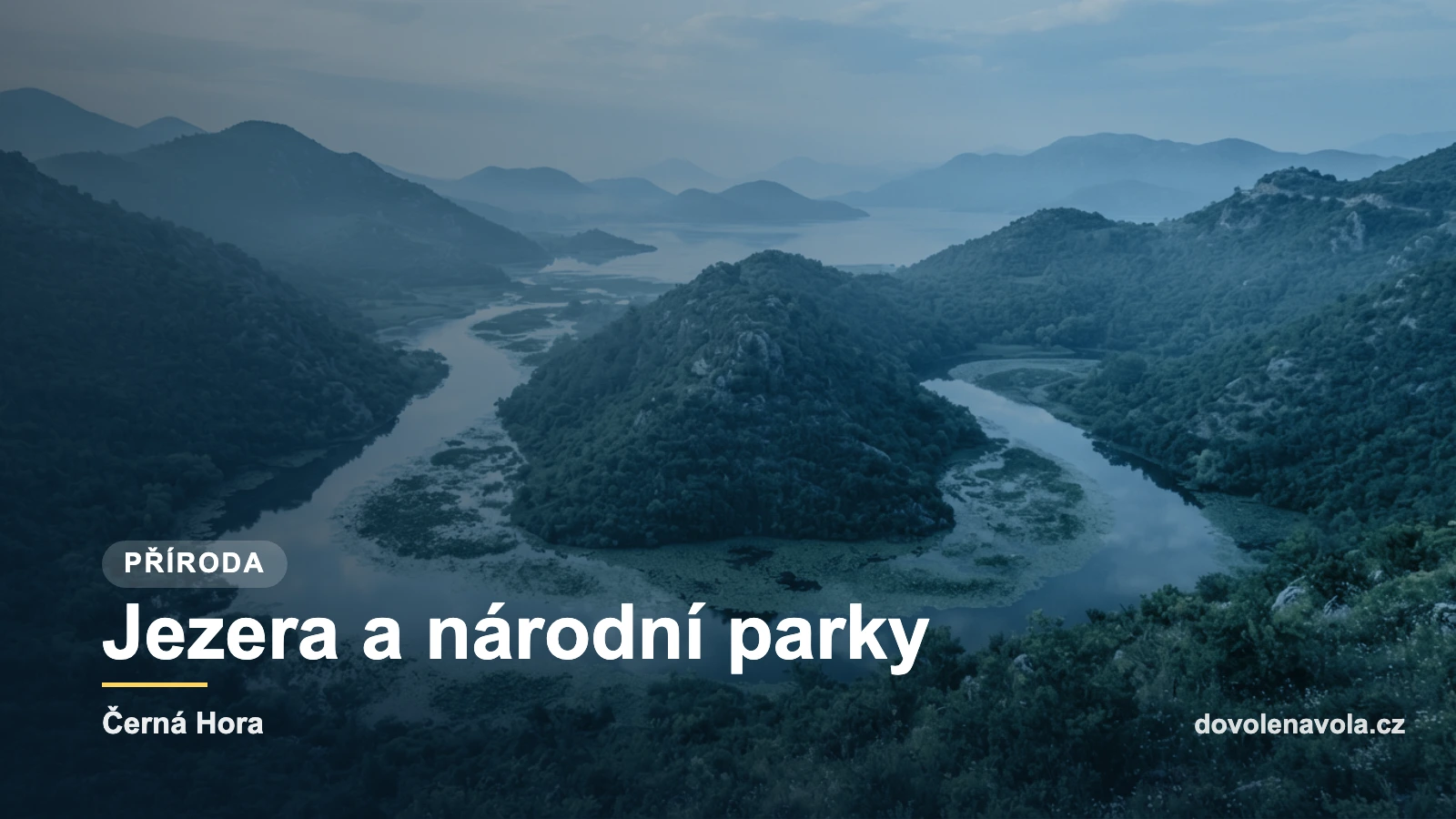 Skadarske jezero s leknines a meandrem reky.