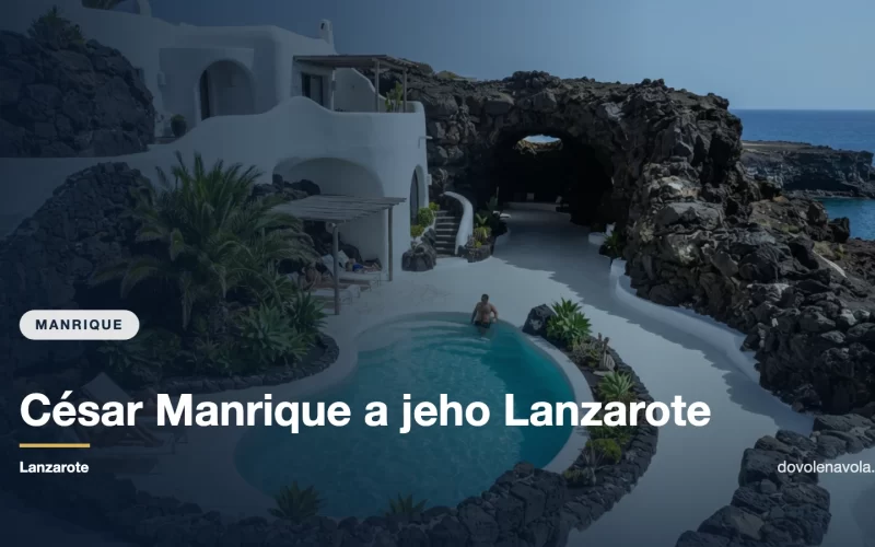 Bílá organická architektura zasazená do černé lávy na Lanzarote