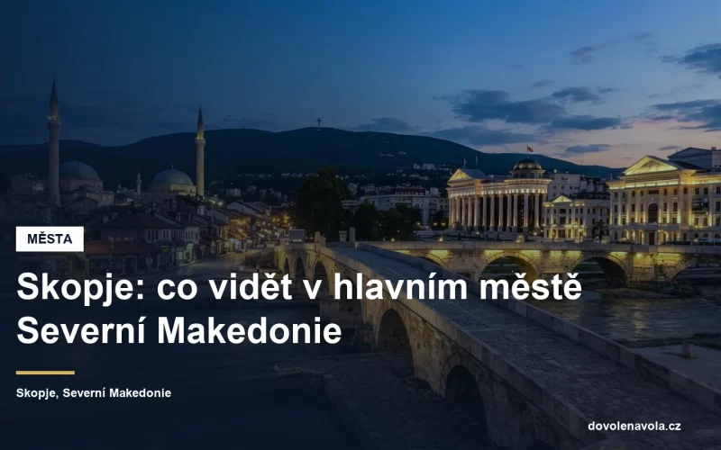 Kamenný most přes Vardar ve Skopje za soumraku