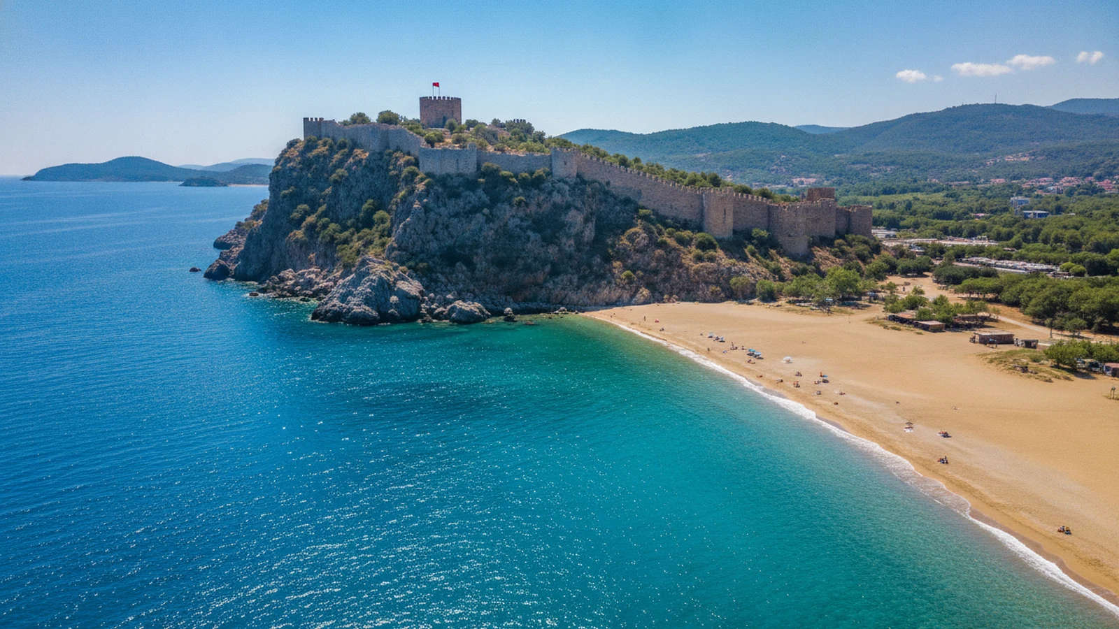 Poloostrov s pevností Alanya a pláží Kleopatra