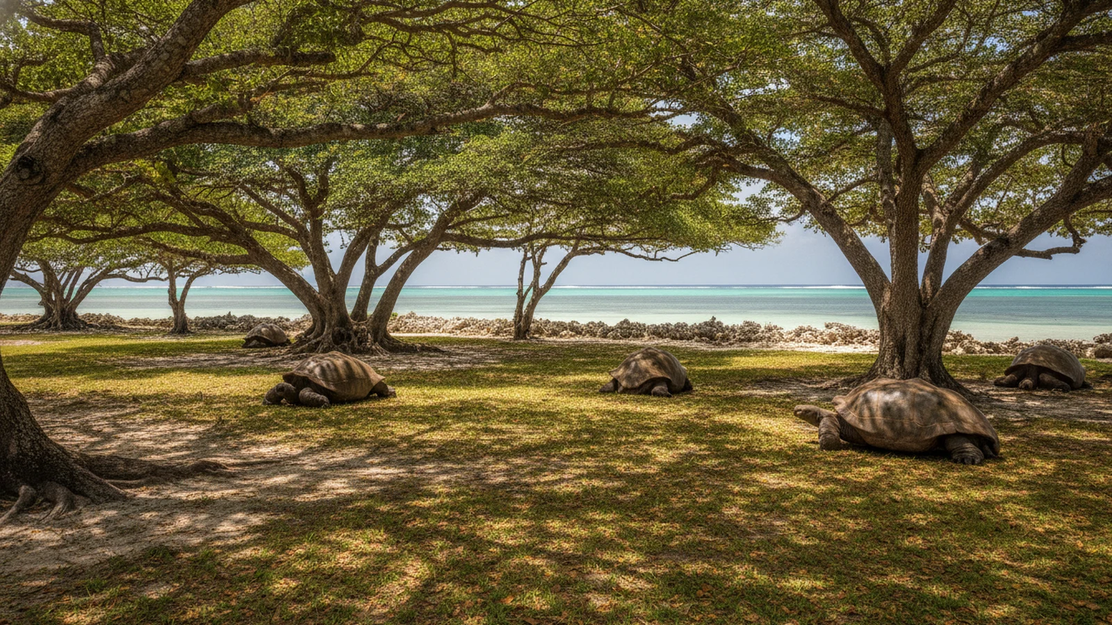 Obrovské želvy aldabranské na ostrově Changuu u Zanzibaru