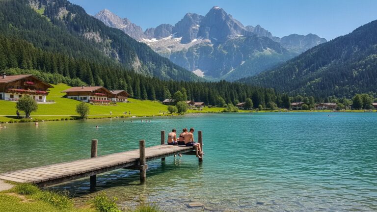 Alpské jezero a hory v létě