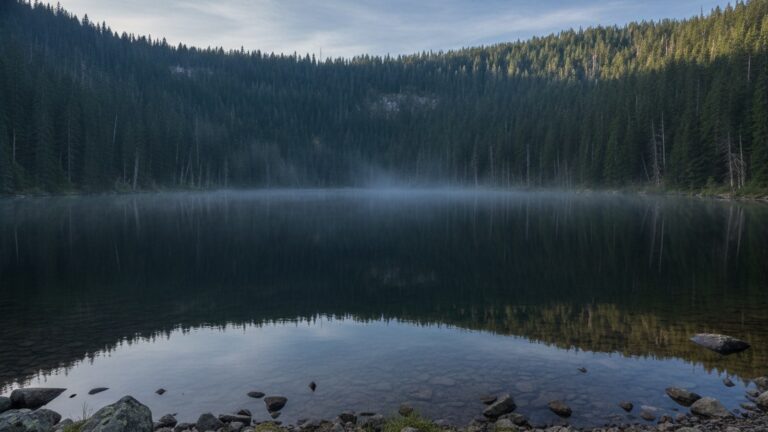 Ledovcové jezero na Šumavě pod zalesněnou karovou stěnou