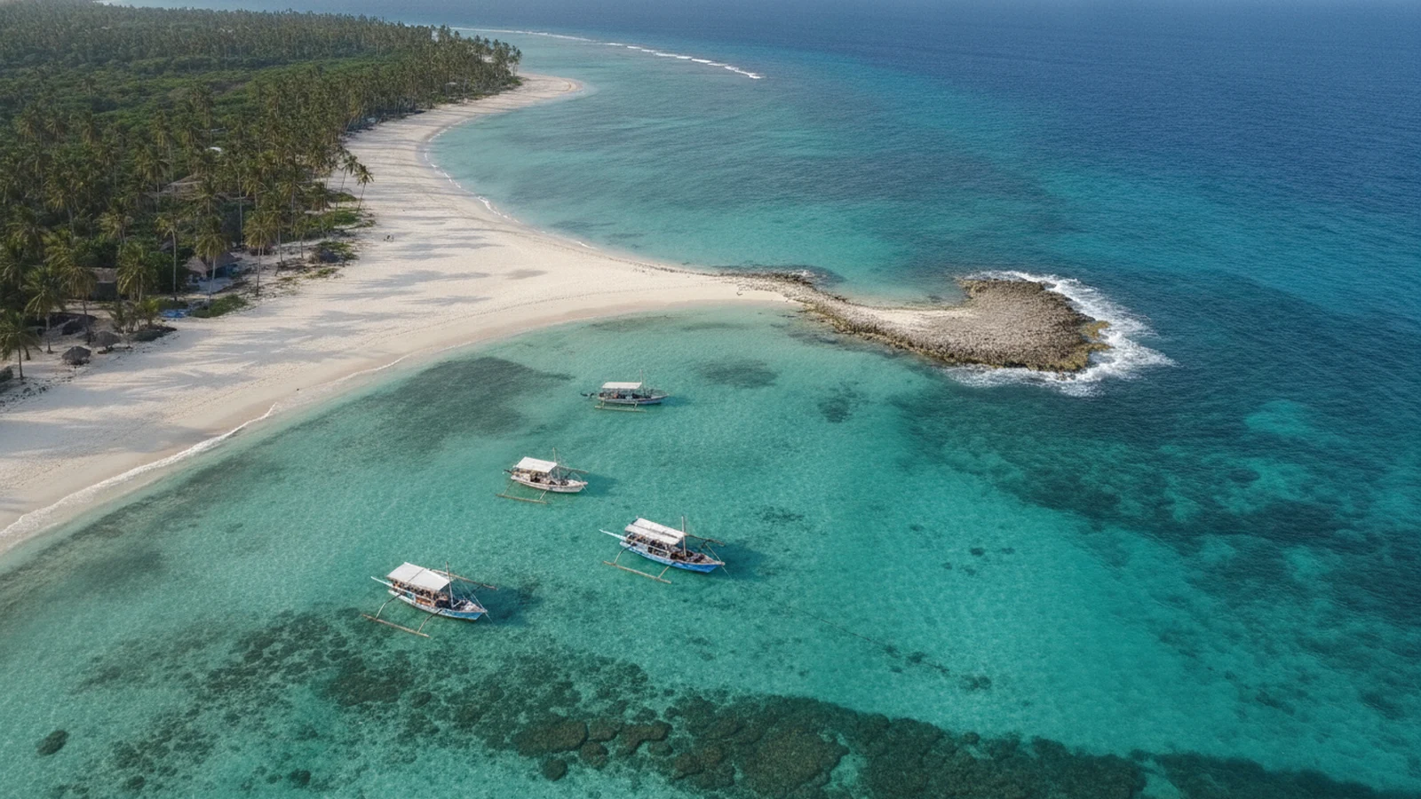 Letecký pohled na severní cíp Zanzibaru s bílými plážemi a tyrkysovým mořem