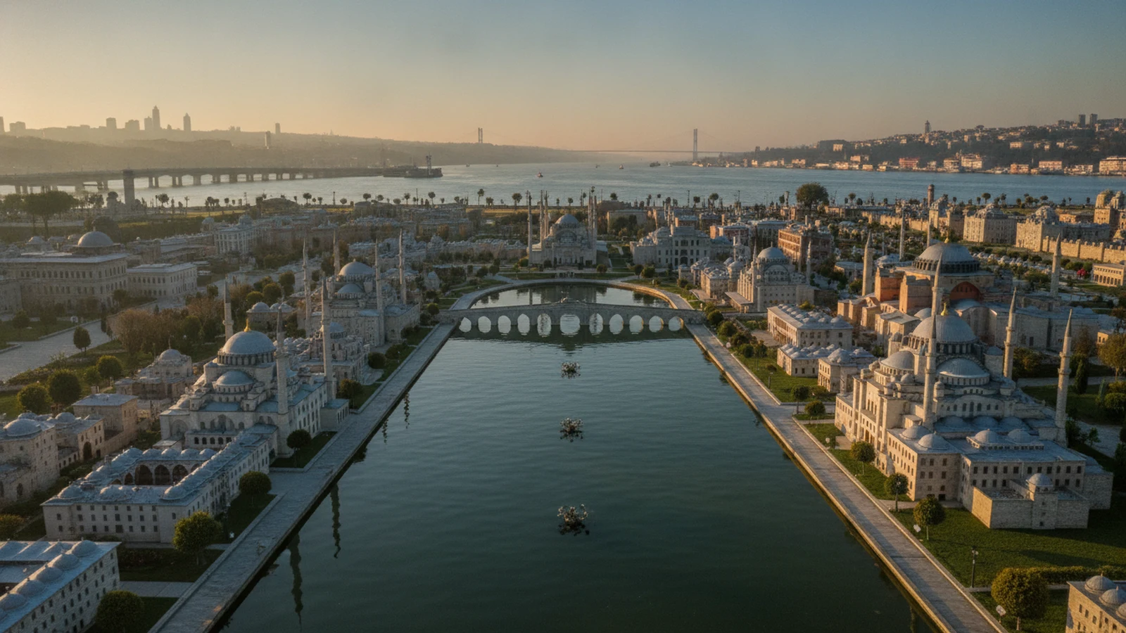 Modely osmanských staveb v parku Miniatürk u Zlatého rohu v Istanbulu